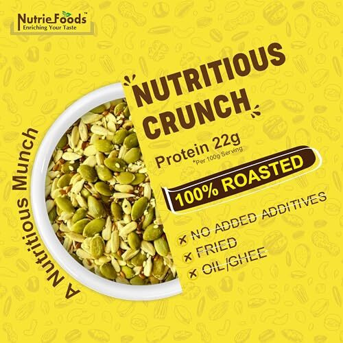 &quotNutriefoods" Enriching Your Taste Crunchy Seed Mix, Power Of Seeds, 100% Roasted, Non Fried, No Oil/Ghee, A Nutritious Munch (7 In 1 Seed Mix Roasted In Organic Turmeric, 180Gm)