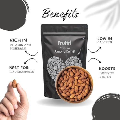 Fruitri Sweet And Crispy California Almonds, A+ Grade Badaam Giri, 500G