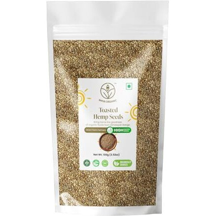 Shiva Organic Toasted Hemp Seeds - 100G | 10G Protein Per Serving | 10G Omegas 3 & 6 Per Serving