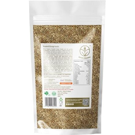 Shiva Organic Toasted Hemp Seeds - 100G | 10G Protein Per Serving | 10G Omegas 3 & 6 Per Serving