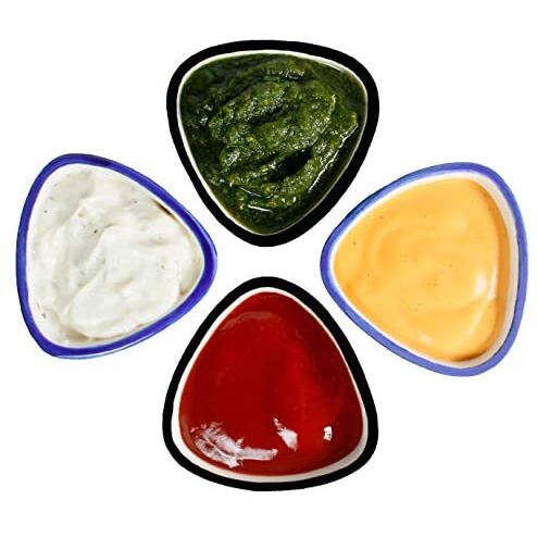 U & U Unique Utilities Ceramic Chutney Bowl Set Of 4 Small Ketchup Sauce Dip Bowl Pots (Blue Grey 80 Ml)