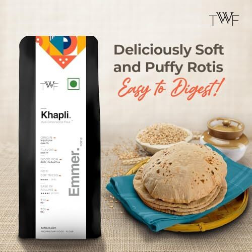 Twf Stoneground Khapli Wheat Flour | 2Kg | Always Freshly Milled After Order | Clinically Certified Low Gi Of 39 | Diabetic-Friendly | High Fiber & Protein | Emmer Atta | No Blending - 100% Khapli Atta