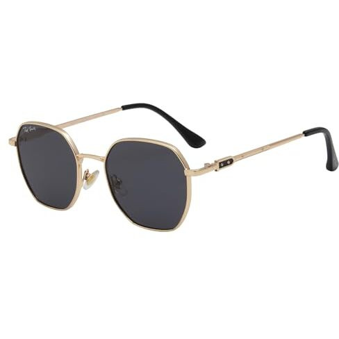 Ted Smith Hexagonal Grey Sunglasses For Men Women