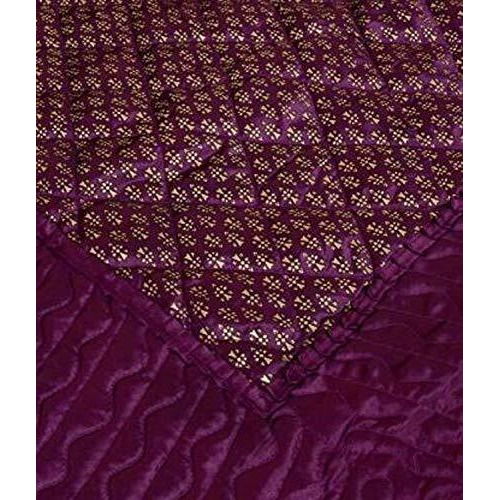 Manavrachit Satin Gold Printed 310 Tc Wedding Bedding Set (Bedsheet With 2 Pillow Covers & 1 Ac Comforter) For Home & Living Room(Set Of 4Pc, Butti Print)(Falsa/Purple)