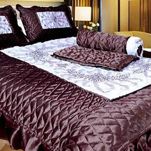 Manavrachit Satin Gold Printed 310 Tc Wedding Bedding Set (Bedsheet With 2 Pillow Covers & 1 Ac Comforter) For Home & Living Room(Set Of 4Pc, Vip Print)(Coffee)
