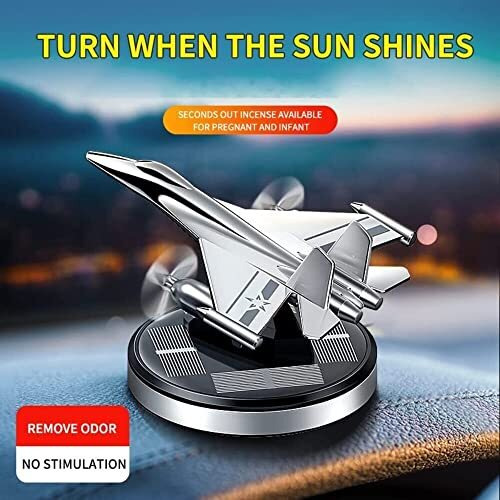 Tusmad Car Air Freshener Fighter Aeroplane Perfume Solar Power Plane Diffuser Airplane Sliver Fragrance Aircraft Dashboard Perfume With Refills (5 Ml) Multicolor