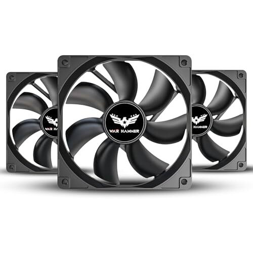 War Hammer Kratos Darkzone 120Mm 3 In 1 Case Fan Kit - Black, High Static Pressure, Molex Control 1500 Rpm, 73.6 Cfm Airflow (Darkzone Non Rgb, 3)