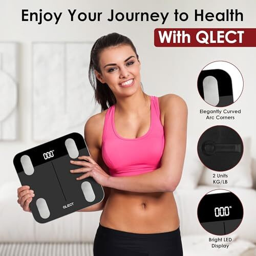 Qlect Smart Bmi Weight Machine For Body Weight With 18 Body Parameters Sync With Mobile App, Body Fat Analyzer Machine With 2 Yrs Warranty Bluetooth Weighing Machine
