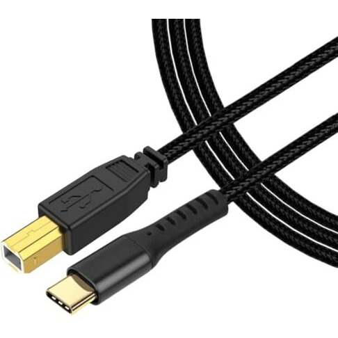 Aliens Usb Type C To Usb B 2.0 Printer Cable Cord, High Speed 480Mbps Data Transfer, Nylon Braided Fiber Jacket For Scanners, Printers, Fax Machine, Macbook Pro,Hp,Canon,Epson,Dimi(Black-1.5M/4.9Ft)
