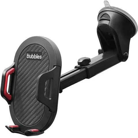 Bubbles Smartdrive Car Phone Holder With One-Handed Operation, 360 Rotation, Adjustable Telescopic Arm, Silicone Clamp, For Dashboard & Windshield, Universal Compatibility