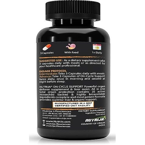 Nutrija On Cycle Support Supplement With Tudca, Cordyceps | All In One Total Organ Protection | Support Liver, Kidney, Heart, Prevents Hair Loss, Dht Blocker (90 Capsules)