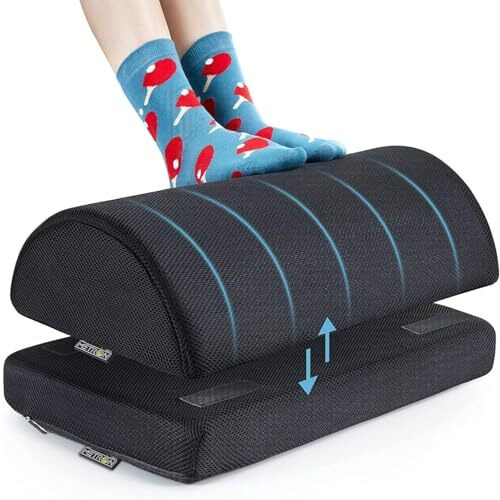 Metron Dual-Height Under-Desk Foot Rest 2 Height Settings (5" And 7") For Added Elevation | Ergonomic For Office Chairs | Leg Cushion For Under-Table Support | Washable Cover | Pack Of 1