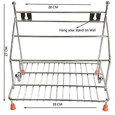 Cr18 Collection Chakla Belan And Tawa Stand For Kitchen - 101% Rust-Free Stainless Steel Rolling Pin Board Holder Wall Mount Stand 4 In1 Holder, Floating Shelves