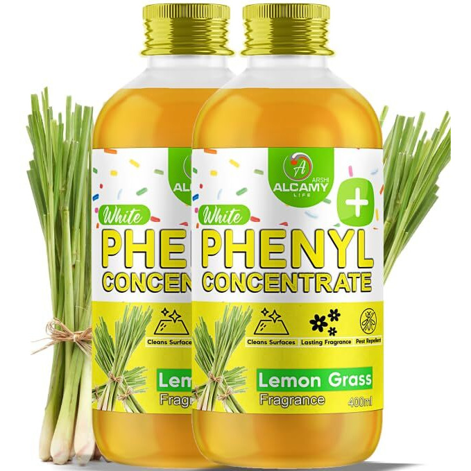 Aaal Disinfectant White Phenyl Concentrate Liquid 800 Ml | Makes 16 To 20 Litre Of Thick White Phenyl | Lemon Grass (400Ml X 2)