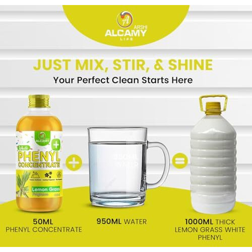 Aaal Disinfectant White Phenyl Concentrate Liquid 800 Ml | Makes 16 To 20 Litre Of Thick White Phenyl | Lemon Grass (400Ml X 2)