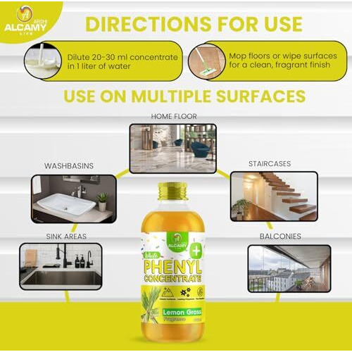Aaal Disinfectant White Phenyl Concentrate Liquid 800 Ml | Makes 16 To 20 Litre Of Thick White Phenyl | Lemon Grass (400Ml X 2)