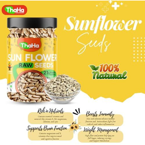 Thaha Raw Sunflower Seeds For Eating 500 Gm | High In Protein & Fibre