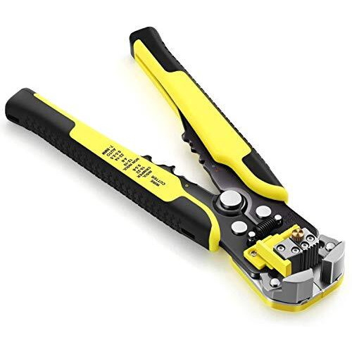 Novo 8-Inch Self-Adjusting Automatic Cable Cutter Crimper, 5 In 1 Multipurpose Tool Wire Stripping Cutting Pliers, 10-24 Awg (0.2~6.0Mm) (Red)