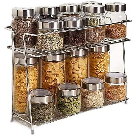 Cr18 Collection Stainless Steel Kitchen Rack, Stand, Organizer & Space Saver, 2-Tier Trolley Basket For Boxes Utensils Dishes Plates For Home (Floor Type Self), Countertop, Tabletop, Tiered Shelf
