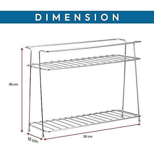 Cr18 Collection Stainless Steel Kitchen Rack, Stand, Organizer & Space Saver, 2-Tier Trolley Basket For Boxes Utensils Dishes Plates For Home (Floor Type Self), Countertop, Tabletop, Tiered Shelf