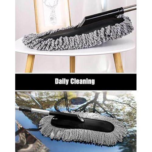 Complete Car Cleaning Kit  Scratch-Free Car Brush, Car Sponge, Mini Microfiber Duster & Long Handle Microfiber Duster For Interior & Exterior Care(Pack Of 4)