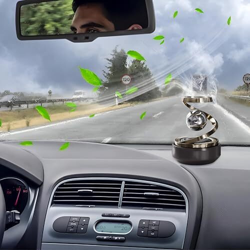 Solar-Powered Car Air Freshener  Rotating Aromatherapy Diffuser, Refillable & Eco-Friendly Dashboard Air Purifier For Car Interior