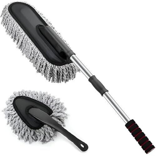 Microfiber Car Dusters With Long-Handled Car Cleaning Dust For The Exterior And Inside Of Cars, Motorcycles, And Car Cleaning Kits ((2 Pcs) Car Duster)