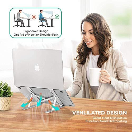 Plixio Aluminum Tabletop Laptop Stand Ergonomic Foldable Portable Laptop Stand Holder Compatible For Macbook, Hp, Dell, Lenovo & All Other Notebook (Sliver)