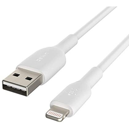 Belkin Apple Certified Lightning To Usb A And Sync Cable For Iphone, Ipad, Air Pods, 3.3 Feet (1 Meters)  White