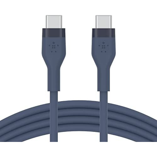 Belkin Boostcharge Flex Silicone Usb-C To Usb-C Cable (1M/3.3Ft), Mfi-Certified Charging Usb Cable For Iphone 16 Series, Samsung Galaxy Series, Google Pixel, & More With Cable Clip - Blue