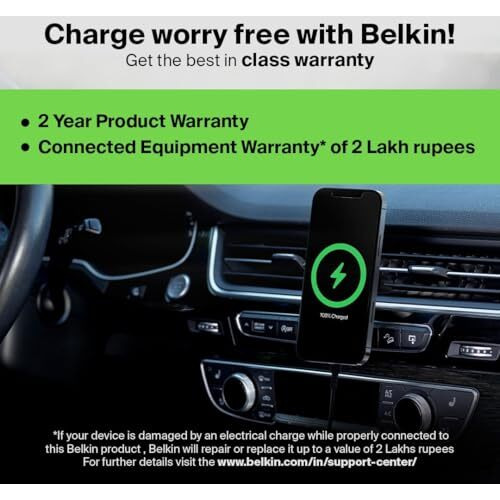 Belkin Dual Usb-C Car Charger, 42W (12W+30W) Pd, Black