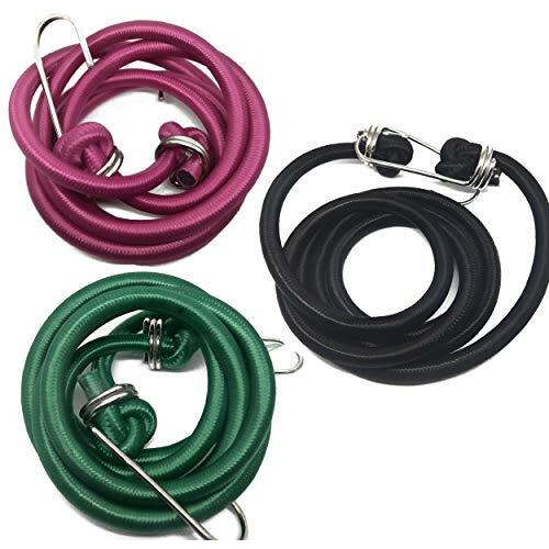 Genxtra High Strength Elastic Neon Color Bungee Cords, Luggage Tying Rope With Hooks, Set Of 2, 5 Feet, Assorted Neon Color (Random Color)