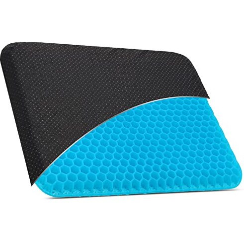 Crroel Gel Seat Cushion, Double Thick Breathable Cushion Cool Honeycomb Gel Cushion For Relax Back & Sciatica Home Office Chair Car Wheelchair Sitting Seat Cushion
