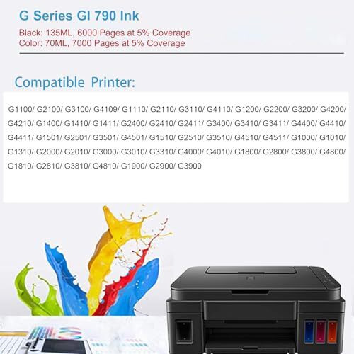 Proffisy Gi 790 Ink Refill Dye Ink G Series Ink Compatible With Canon Pixma G1000,G1010,G1100,G2000,G2010,G2100,G3000,G3010,G3100,G4010 (4 Color)