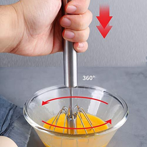 Feezi Egg Whisk, Hand Push Whisk Blender, Stainless Steel Egg Beater, Milk Frother, Rotating Push Mixer Stirrer For Whisking, Beating, Stirring