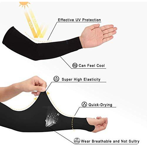 Naivete Hand Gloves, Black Skinny Fit Unisex Cotton Uv Protection Arm Sleeves