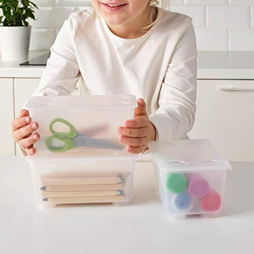 Ikea Asia Glis Plastic Rectangular Box With Lid (Pink, Turquoise, 17X10Cm) - Set Of 3