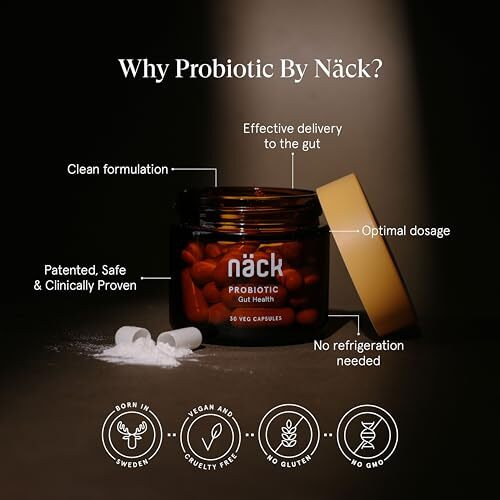 Nck Probiotic | Patented Strain Lactospore | Clinically Proven Bacillus Coagulans For Digestive Health | Vegan, Non-Gmo, Shelf-Stable | Gut Health Supplement | 2 Billion Cfu | 30 Vegan Capsules