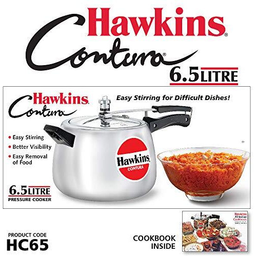 Hawkins 6.5 Litre Contura Pressure Cooker, Handi Inner Lid Cooker, Silver (Hc65) Aluminium