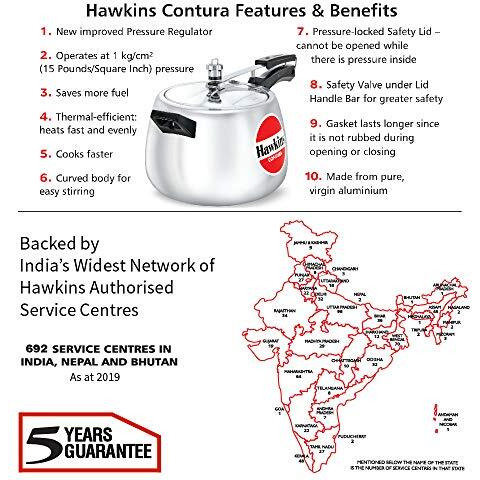 Hawkins 6.5 Litre Contura Pressure Cooker, Handi Inner Lid Cooker, Silver (Hc65) Aluminium