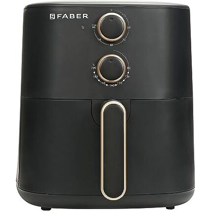 Faber 6 Liter 1500W Air Fryer|Fry, Bake, Roast, Toast, Defrost, Grill & Reheat|360 Rapid Air Cooking, 85% Less Oil|Temperature & Time Control, Non-Stick Fryer Pan, Auto-Off | Sleek Design | (Black)