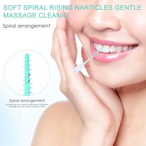Coolshef 250 Pcs Interdental Brushes, Silicone Head Plaque Removal Tool For Teeth, Portable Oral Care Cleaning Sticks With Tooth Floss (Light Green)