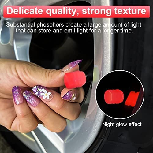 Vinsh Enterprise Car/Bike Wheel Tire Rim Air Valve Cap Radium Tyre Air Caps Cover Glow Radium Light Resistant Tire Pressure Caps, Universal For Car, Truck, Motorcycles, Bike (4Pcs, Red)