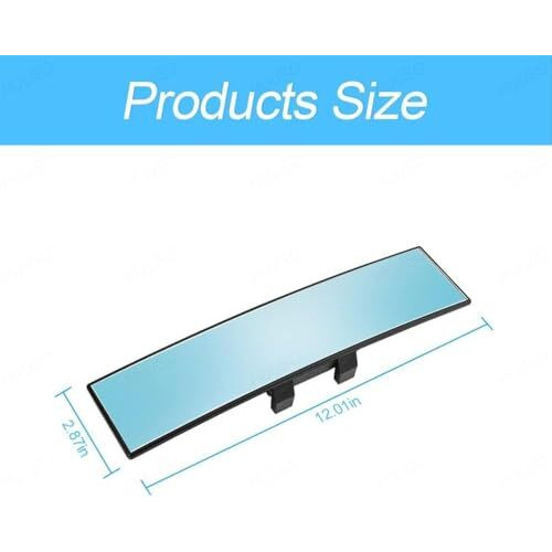 Gnastas Rear View Mirror, Clip On Rear View Wide Angle Mirror, Panoramic Interior Extended Rear View Mirror, Anti-Glare, Car Mirror Blue 1Pc