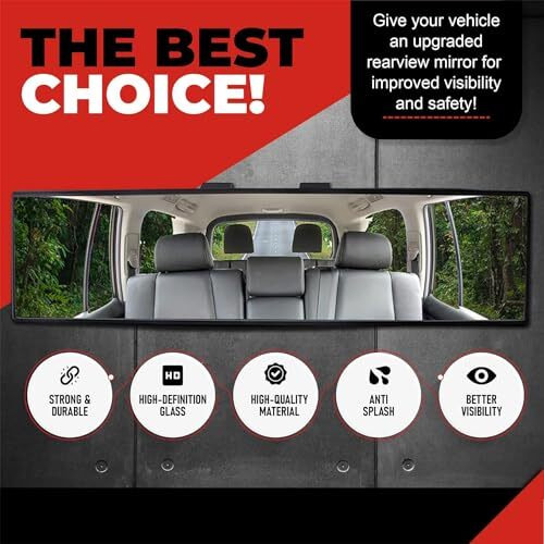 Gnastas Car Rear View Mirror Interior Mirror Wide Angle Panorama Safety Mirror Interior Mirror Large Vision Mirror 1Pc
