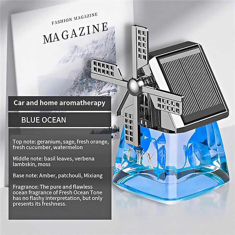 Ratava Solar Rotating Car Air Freshener Interior Dashboard Decoration Diffuser With Solar Rotating Creative Car Perfume Decoration 1Pc (Blue, Franrance), Solid