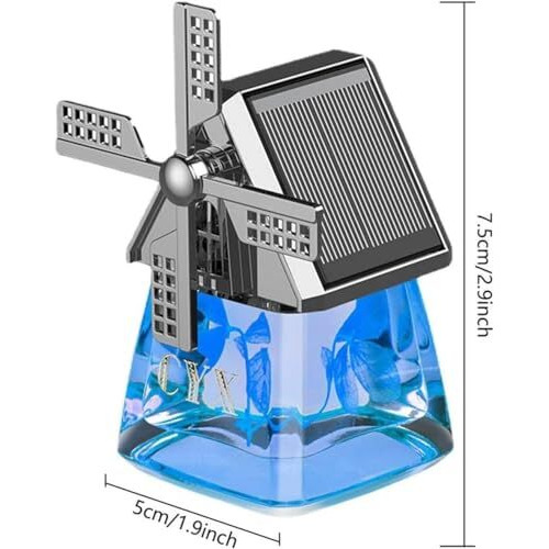 Ratava Solar Rotating Car Air Freshener Interior Dashboard Decoration Diffuser With Solar Rotating Creative Car Perfume Decoration 1Pc (Blue, Franrance), Solid