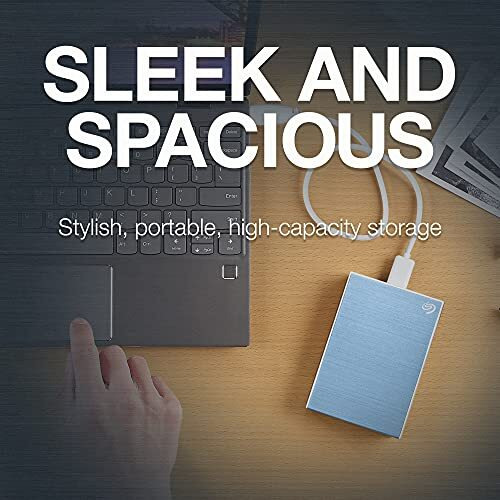 Seagate One Touch 2Tb External Hdd With Password Protection  Light Blue, For Windows And Mac, With 3 Yr Data Recovery Services, And 6 Months Mylio Create Plan And Dropbox Backup Plan (Stky2000402)