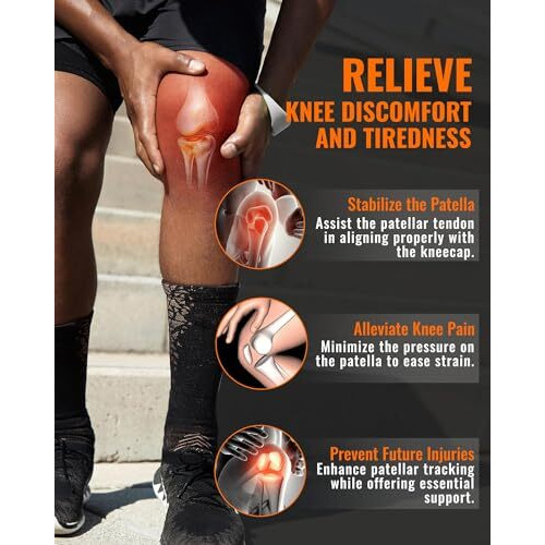 Xfopz 2 Pcs Patella Band For Knee Pain Relief With Storage Bag, Patellar Tendon Support Strap For Tennis, Running, Jumpers, Soccer, Basketball And Hiking, Breathable & Lightweight Patella Stabilizer Knee Strap Brace Support For Women And Men (Gray)
