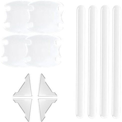 Xfopz 12 Pack Waterproof Car Door Handle Scratch Protector, Anti-Collision Car Bumper Strip Side Door Edge Guards Protector, Door Corner Guards